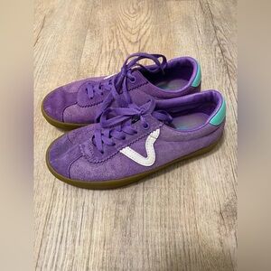 Vans Purple Suede Sneakers with White and Teal Accents